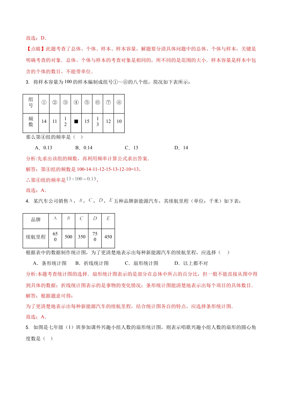 【单元测试】数学六年级上册（鲁教版）第四章 数据的收集与整理（解析版）.docx_第2页