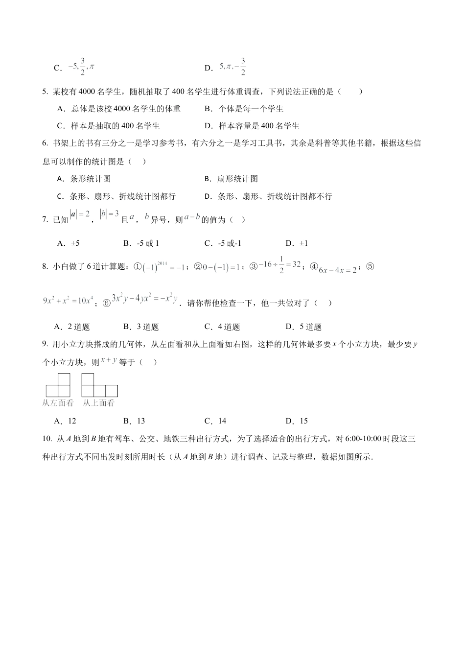 （鲁教版）六年级数学期末模拟卷（考试版A4）.docx_第2页