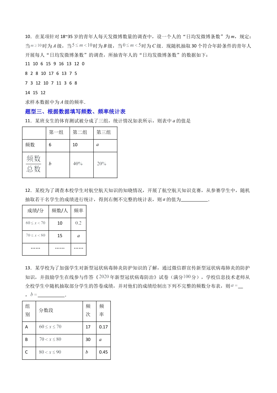 六年级数学上册（鲁教版）专题03 频数分布表（图）  八类题型（专项训练）（学生版）.docx_第2页