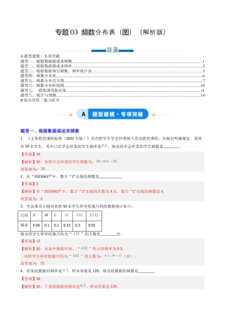 六年级数学上册（鲁教版）专题03 频数分布表（图）  八类题型（专项训练）（教师版）.docx