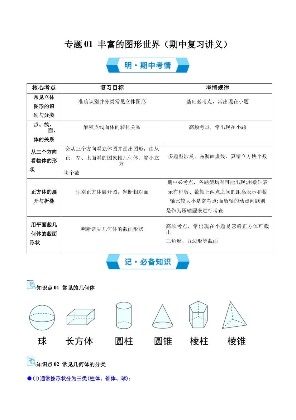 专题01 丰富的图形世界（期中复习讲义）（学生版）.docx_第1页
