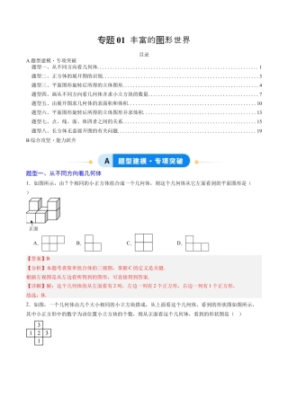 六年级数学上册（鲁教版）专题01 丰富的图形世界（专项训练）（教师版）.docx