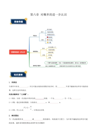 第六章 对概率的进一步认识（知识清单）（考试版）数学鲁教版九年级下册.docx
