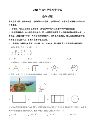 2025年山东省中考真题数学真题试卷（含解析）.docx