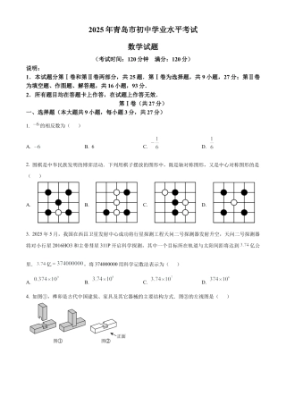 2025年山东省青岛市中考真题数学真题（含解析）.docx