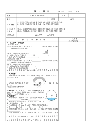 5.9弧长及扇形面积  教案  鲁教版（五四制）数学九年级下册.docx