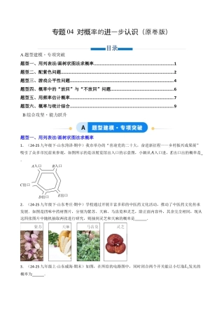 九年级数学下册（鲁教版）专题04 对概率的进一步认识（专项训练）（学生版）.docx