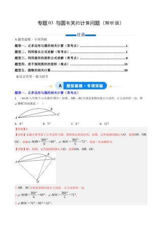 九年级数学下册（鲁教版）专题03 与圆有关的计算问题（专项训练）（解析版）.docx