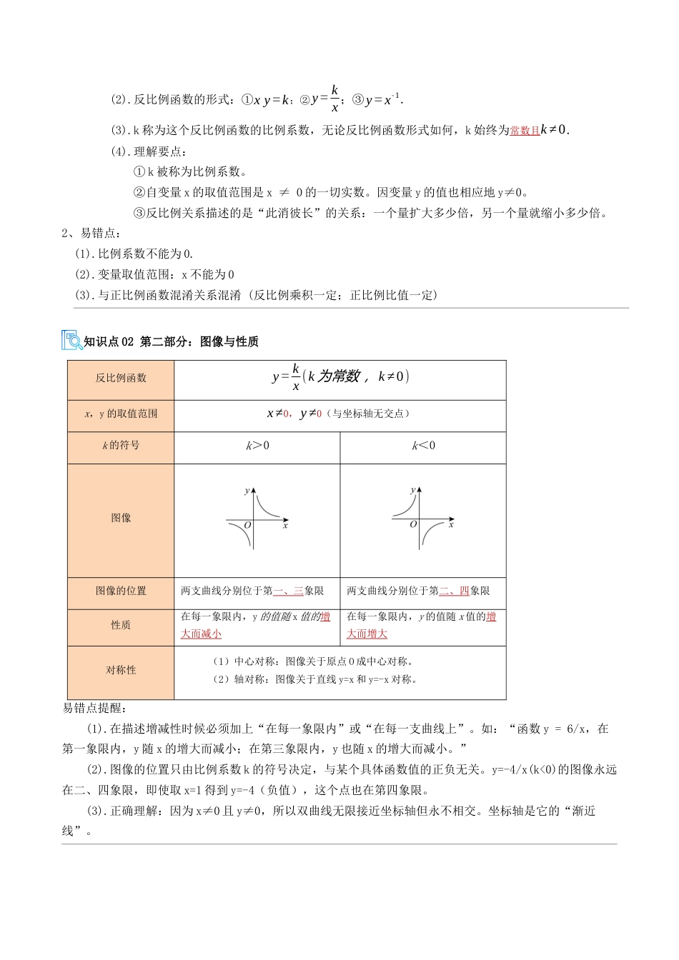 鲁教版（五四制）数学九年级上专题01 反比例函数（期中复习讲义）（学生版）.docx_第2页