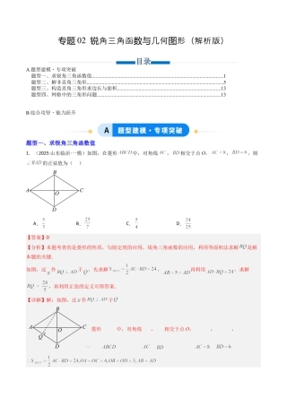 【专项练习】九年级数学上册（鲁教版）专题02 锐角三角函数与几何图形（教师版）.docx