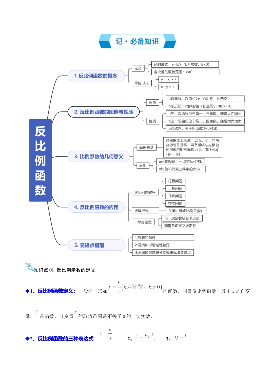 2026年鲁教版（五四制）数学九上专题01 反比例函数（期末复习讲义，4知识点+16题型）（学生版）.docx_第2页