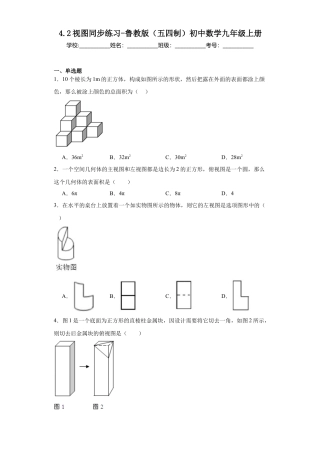 【分层练习】4.2视图 同步练习-鲁教版（五四制）初中数学九年级上册.docx