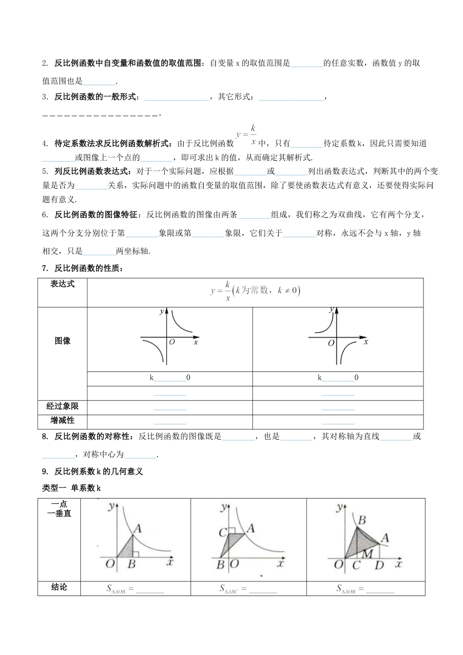 九年级数学上册（鲁教版）第一章 反比例函数（含13种题型）（知识清单）（考试版）.docx_第2页