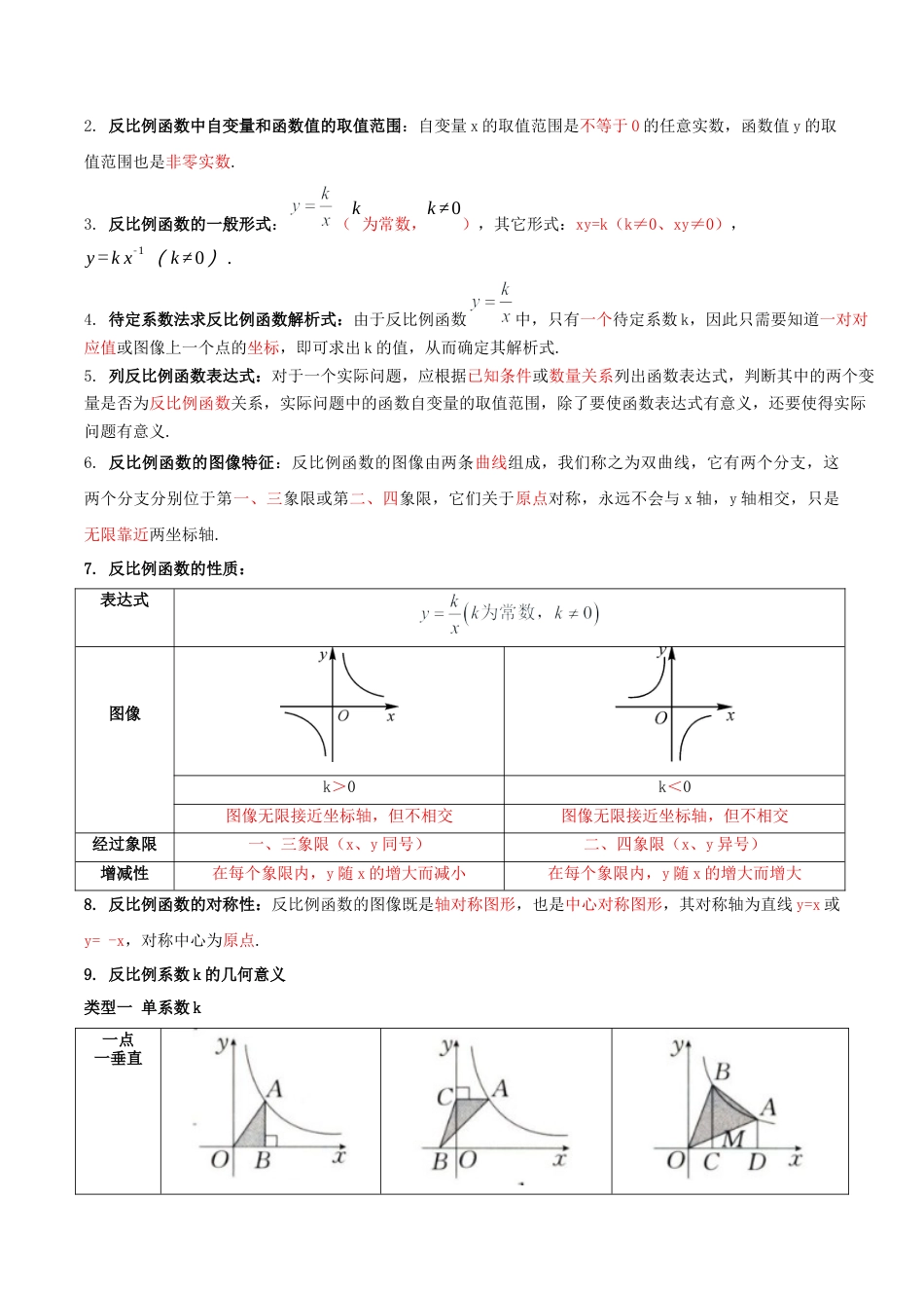 九年级数学上册（鲁教版）第一章 反比例函数（含13种题型）（知识清单）（教师版）.docx_第2页