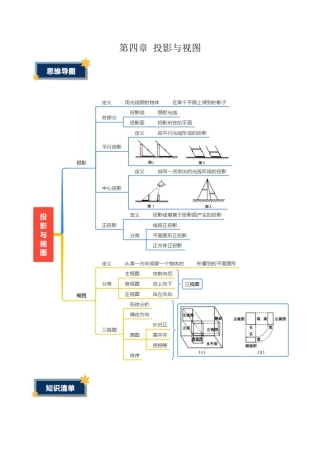 九年级数学上册（鲁教版）第四章 投影与视图（含11种题型）（知识清单）（考试版）.docx