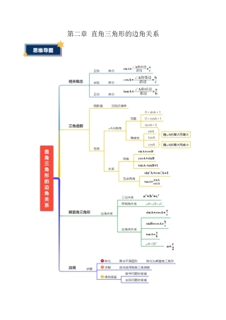 九年级数学上册（鲁教版）第二章  直角三角形的边角关系（知识清单）（考试版）.docx
