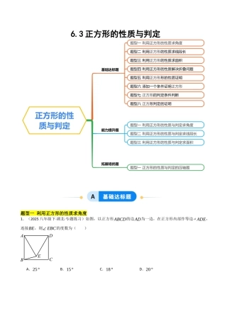 鲁教版（五四制）八年级数学下册6.3正方形的性质与判定（题型专练）（学生版）.docx