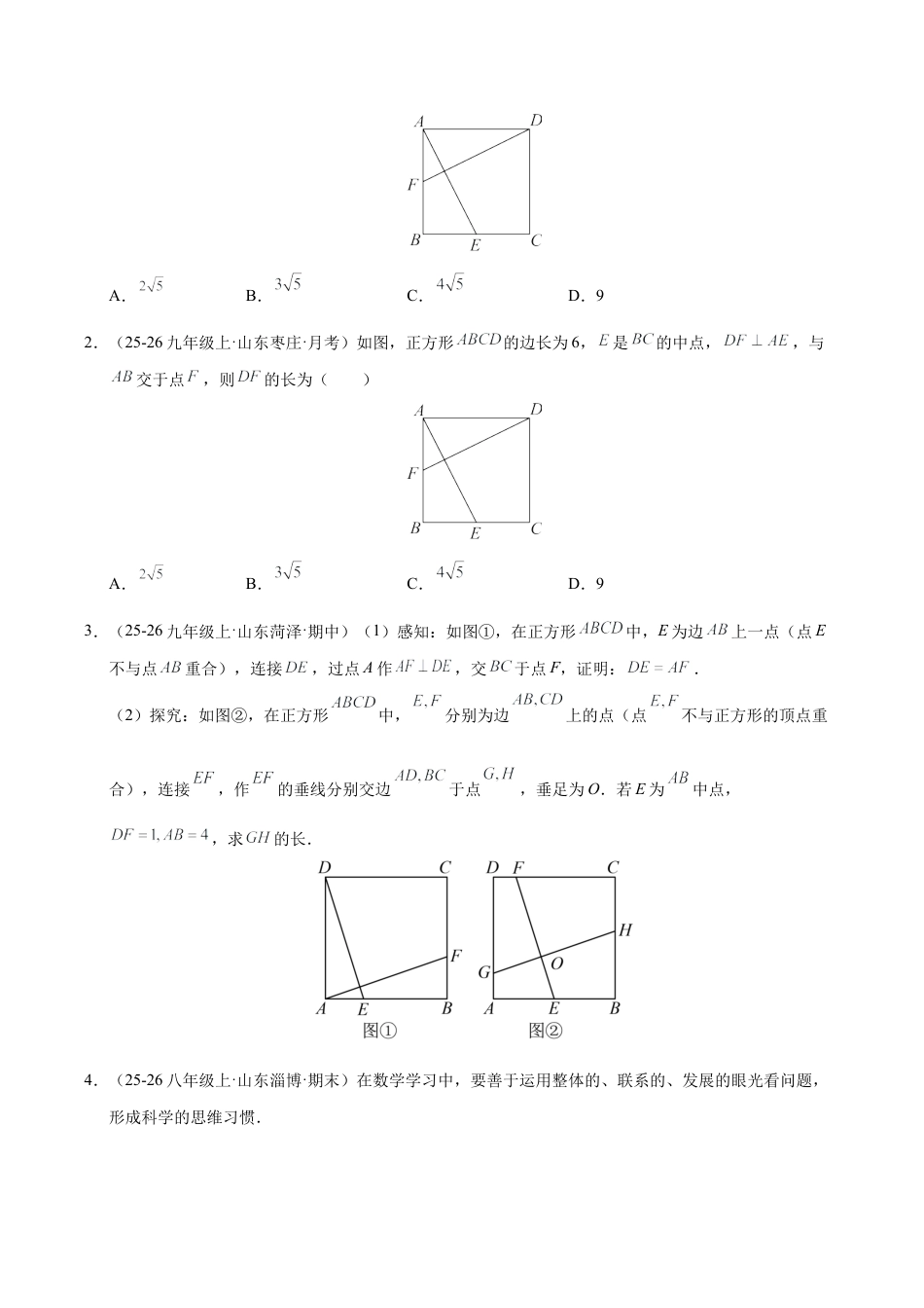 八年级数学下册（鲁教版）微专题02 正方形的常考模型（专项训练）（学生版）.docx_第2页