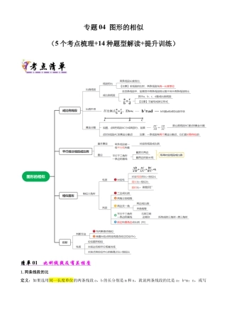 鲁教版（五四制）八年级数学下册专题04 图形的相似（考点清单，6考点14题型）（教师版）.docx