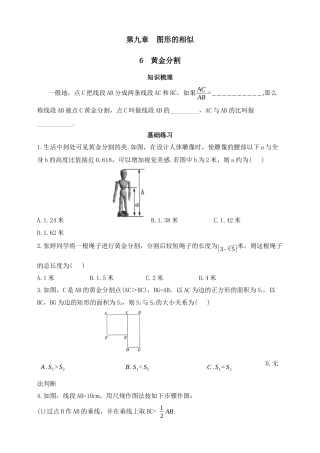 9.6黄金分割  同步练习鲁教版（五四制）八年级数学下册      .docx