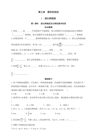 9.1.1成比例线段及比例的基本性质  同步练习 鲁教版（五四制）数学八年级下册.docx