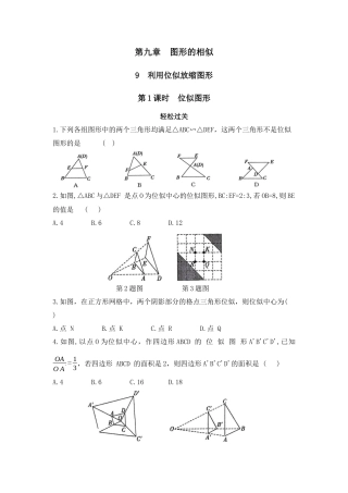 八年级数学下册（鲁教版）9.9  利用位似放缩图形  第1课时  位似图形同步练习.docx