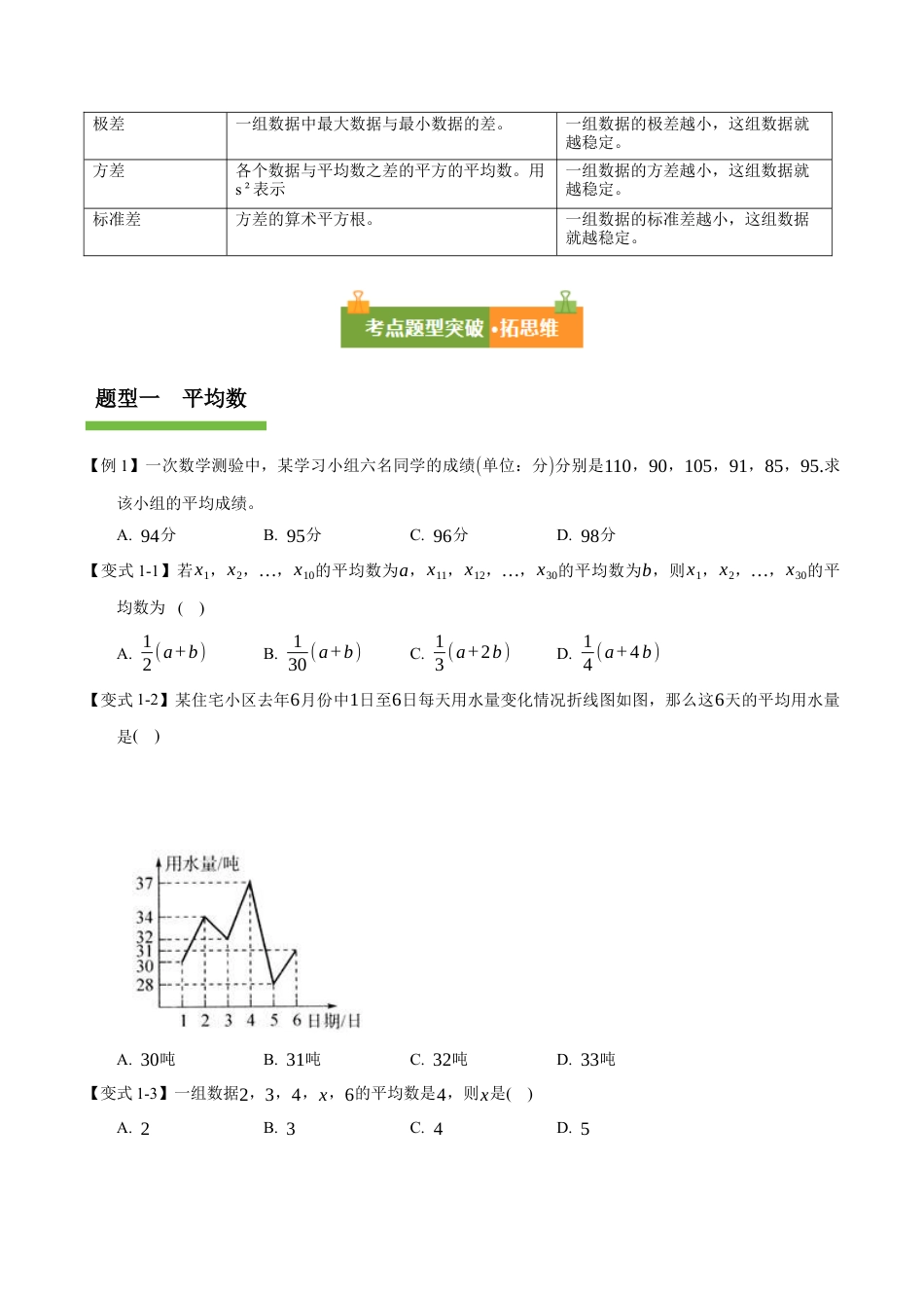 八年级数学上册（鲁教版）第三章知识总结 数据的分析（复习讲义）（学生版）.docx_第2页