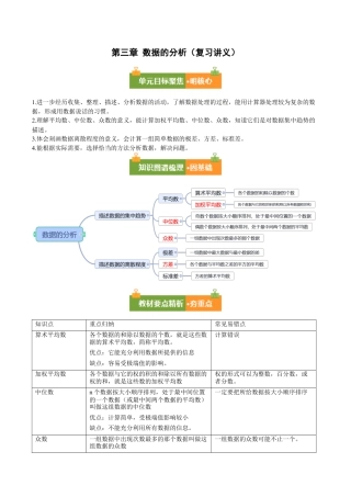 八年级数学上册（鲁教版）第三章知识总结 数据的分析（复习讲义）（学生版）.docx