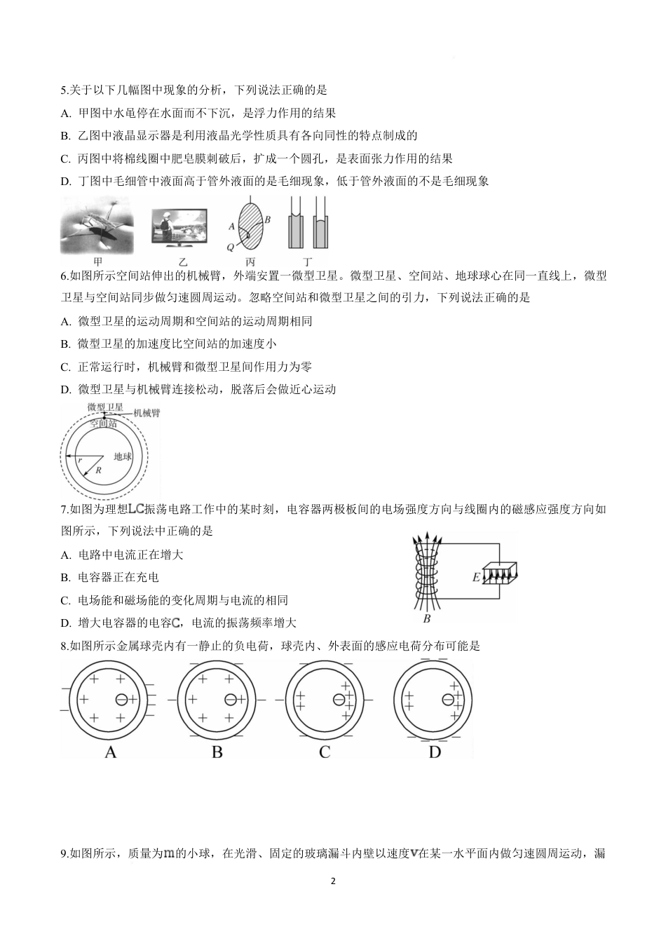 江苏省九校2026届高三下学期3月联考 物理+答案.pdf_第2页