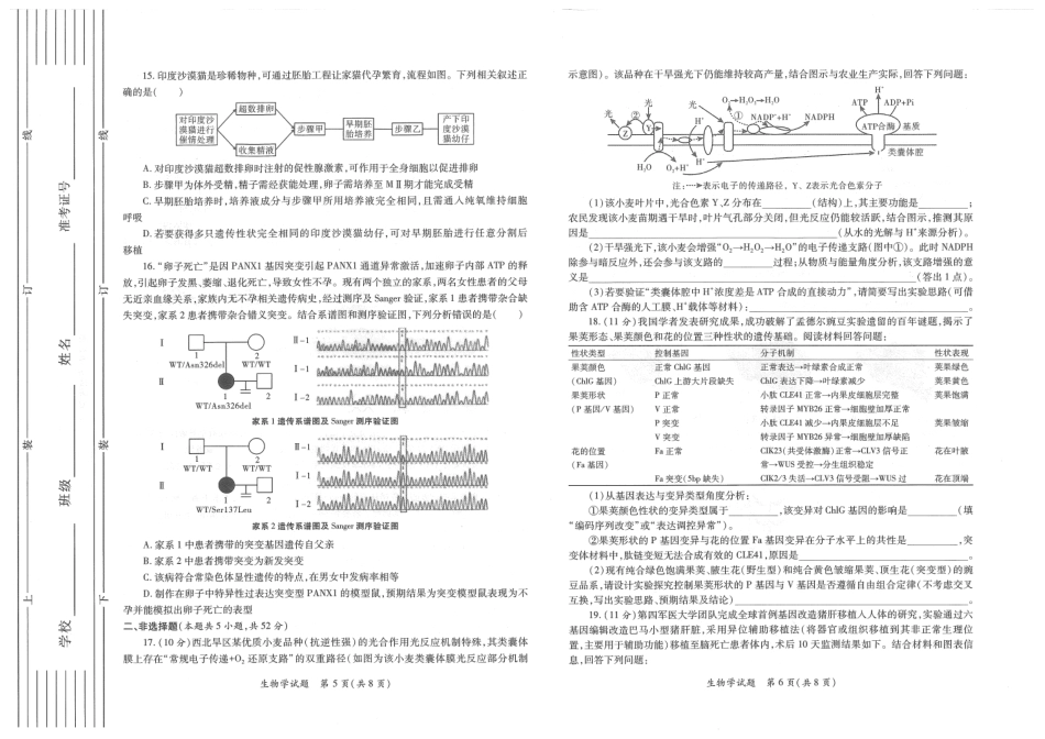 陕西省2026年高考适应性检测（二）生物试题卷(A3版).pdf_第3页