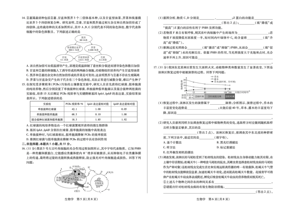 安徽合肥市第八中学2025-2026学年高三下学期3月模拟预测生物试题（含答案）.pdf_第3页