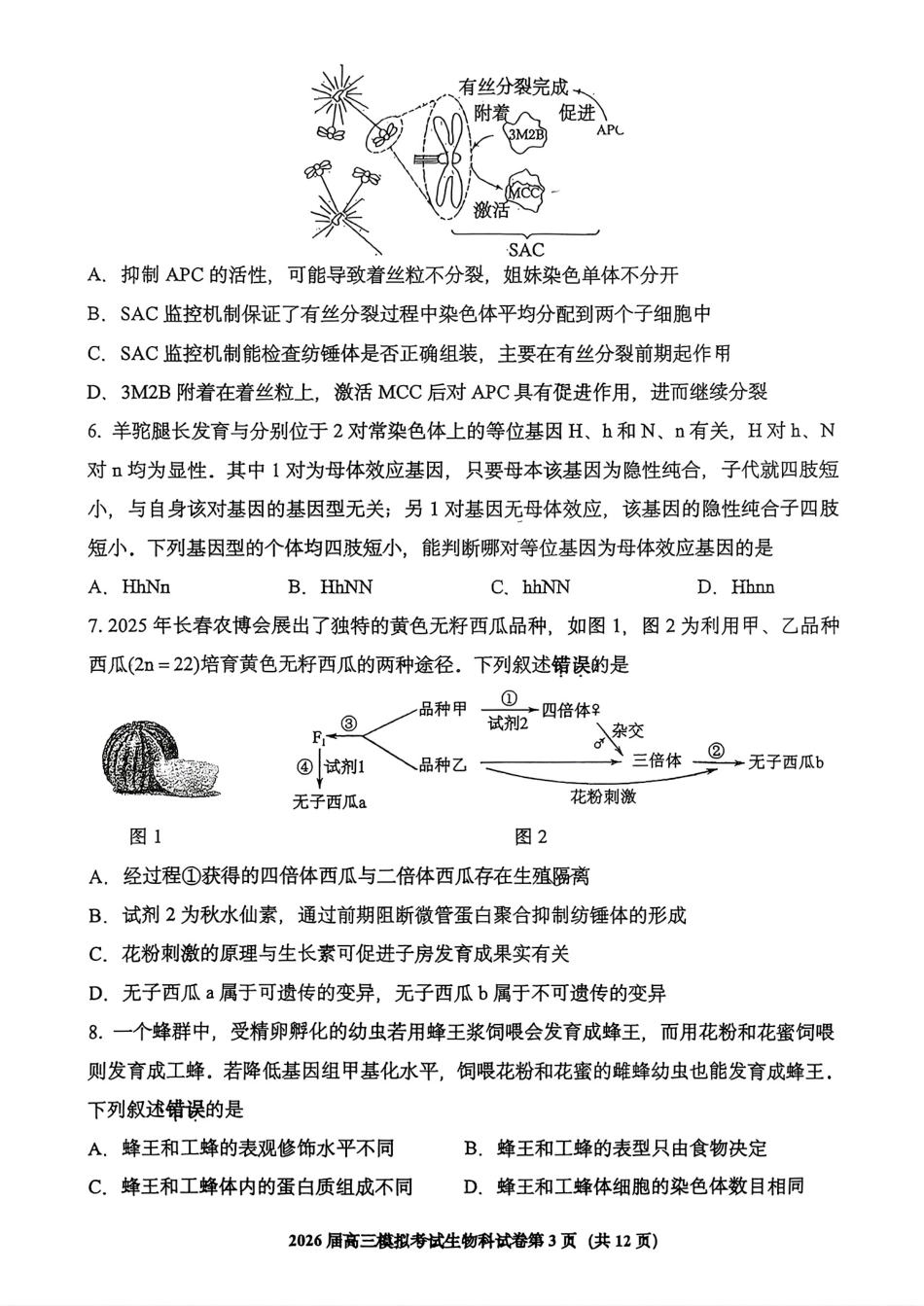 生物试卷-2026届吉林省高三年级五校联考.pdf_第3页