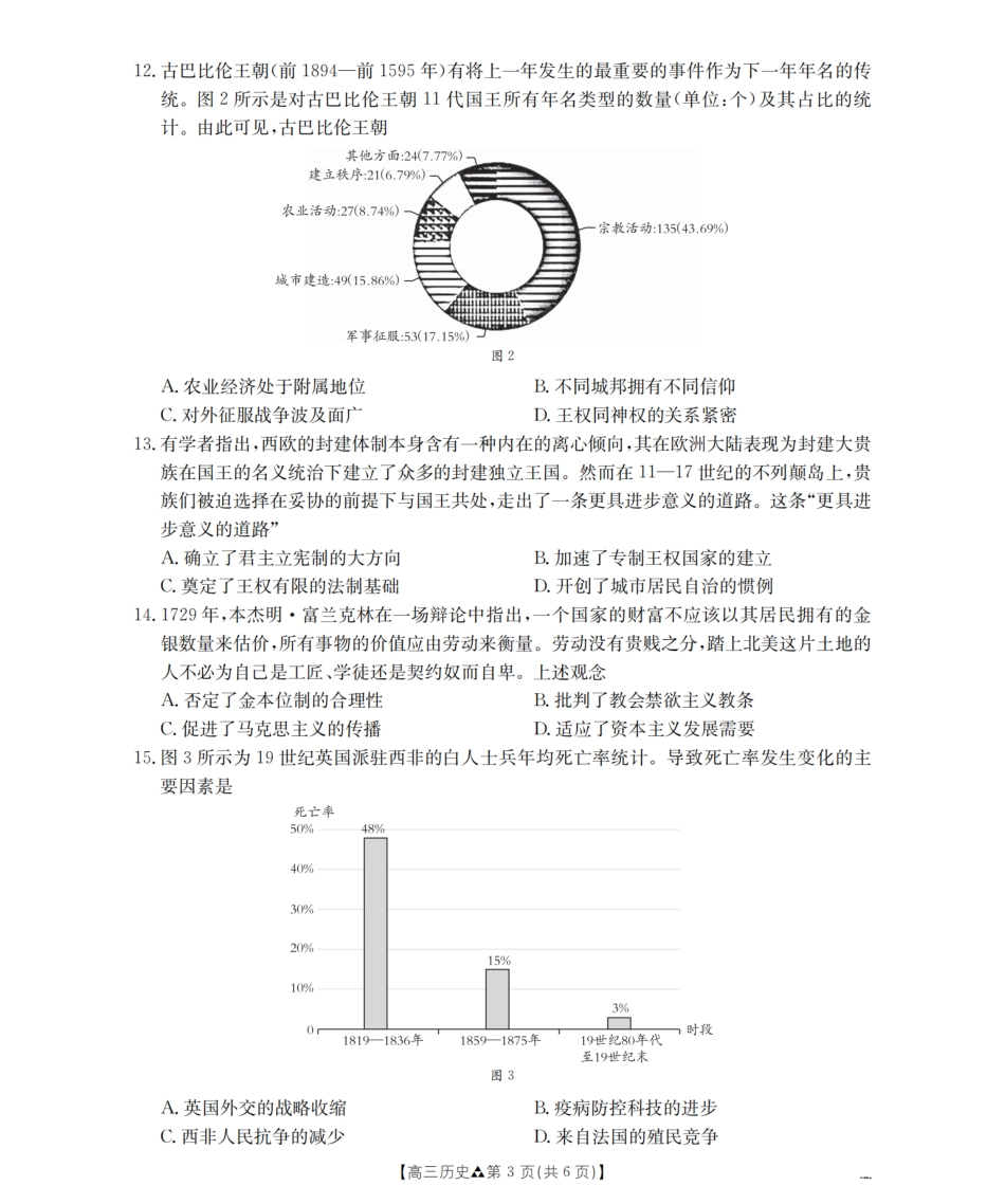 陕西省2026届高三下学期3月联考（26-287C）历史试题及解析.pdf_第3页