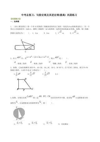 中考总复习：勾股定理及其逆定理-- 巩固练习（提高）（华东师大版）.doc