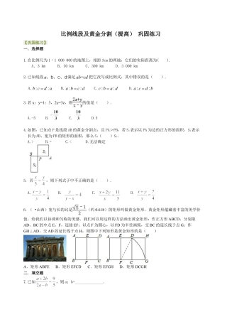 比例线段及黄金分割（提高） 巩固练习-初中数学九年级上册（华东师大版）.doc