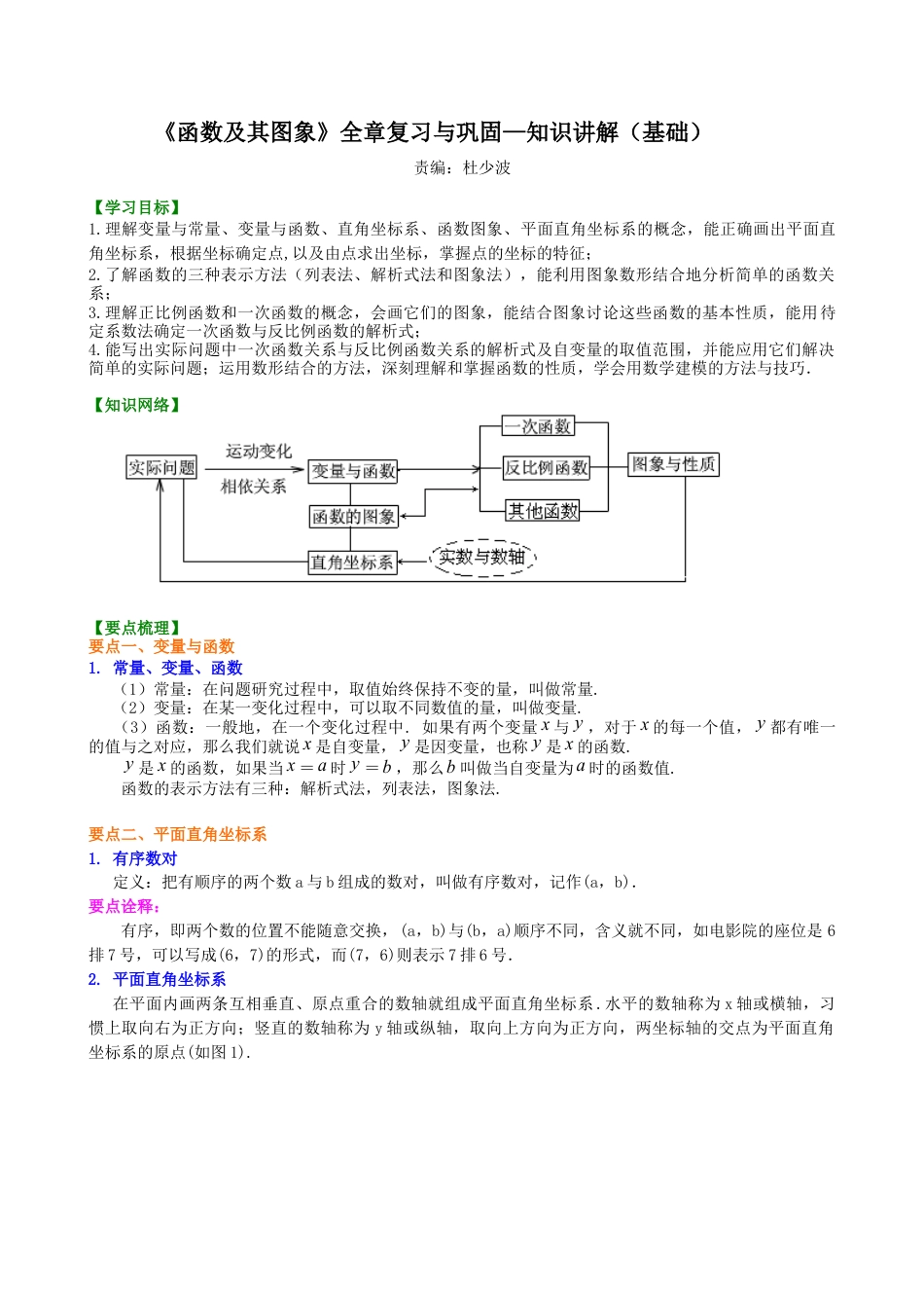 《函数及其图象》全章复习与巩固—知识讲解（基础）-初中数学八年级下册（华东师大版）.doc_第1页