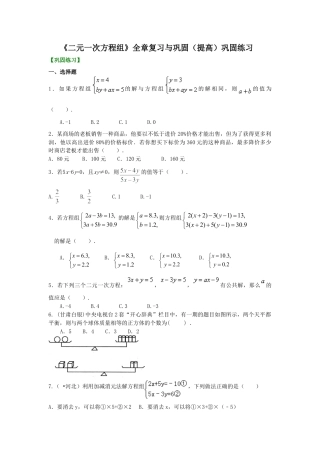 《二元一次方程组》全章复习与巩固(提高)巩固练习-初中数学七年级下册（华东师大版）.doc