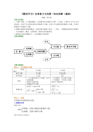 《数的开方》全章复习与巩固--知识讲解（基础）-初中数学八年级上册（华东师大版）.doc