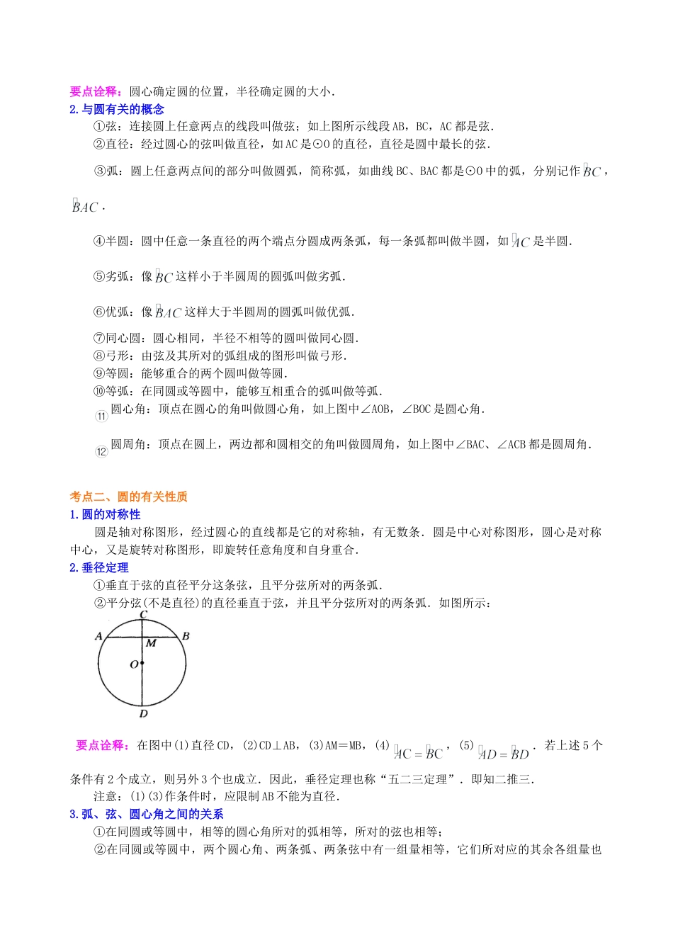 中考总复习：圆综合复习--知识讲解（基础）（华东师大版）.doc_第2页