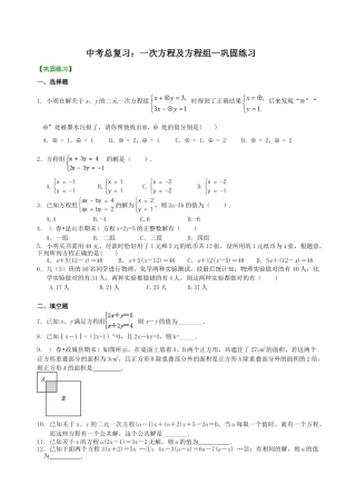 中考总复习：一次方程及方程组--巩固练习（华东师大版）.doc
