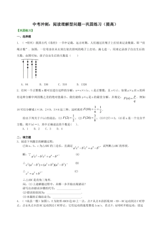 中考冲刺：阅读理解型问题--巩固练习（提高）（华东师大版）.doc