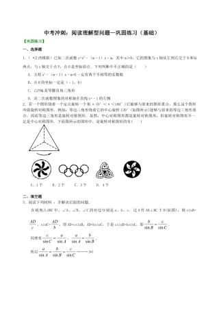 中考冲刺：阅读理解型问题--巩固练习（基础）（华东师大版）.doc