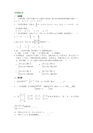二元一次方程组的相关概念(提高)巩固练习-初中数学七年级下册（华东师大版）.doc