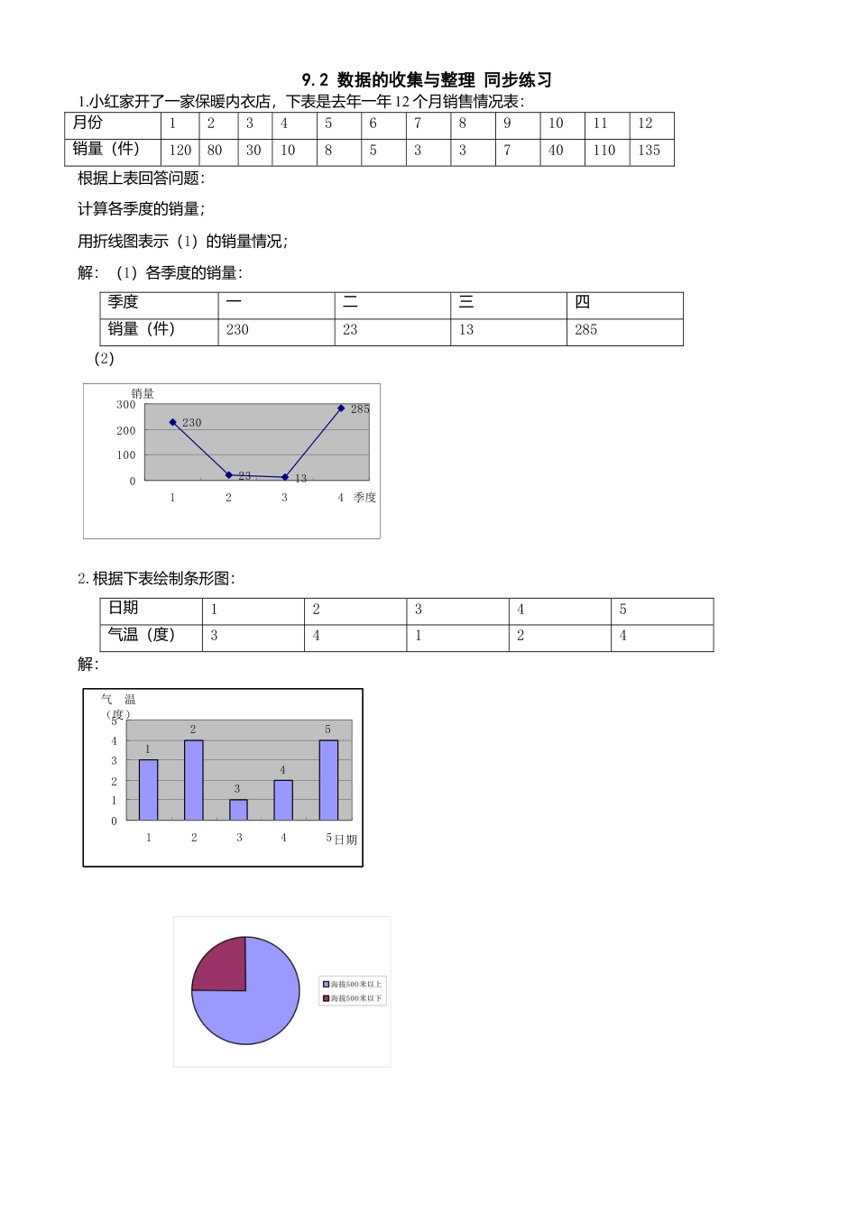 北京版初中数学七年级下册-9.2 数据的收集与整理 同步练习.doc_第1页