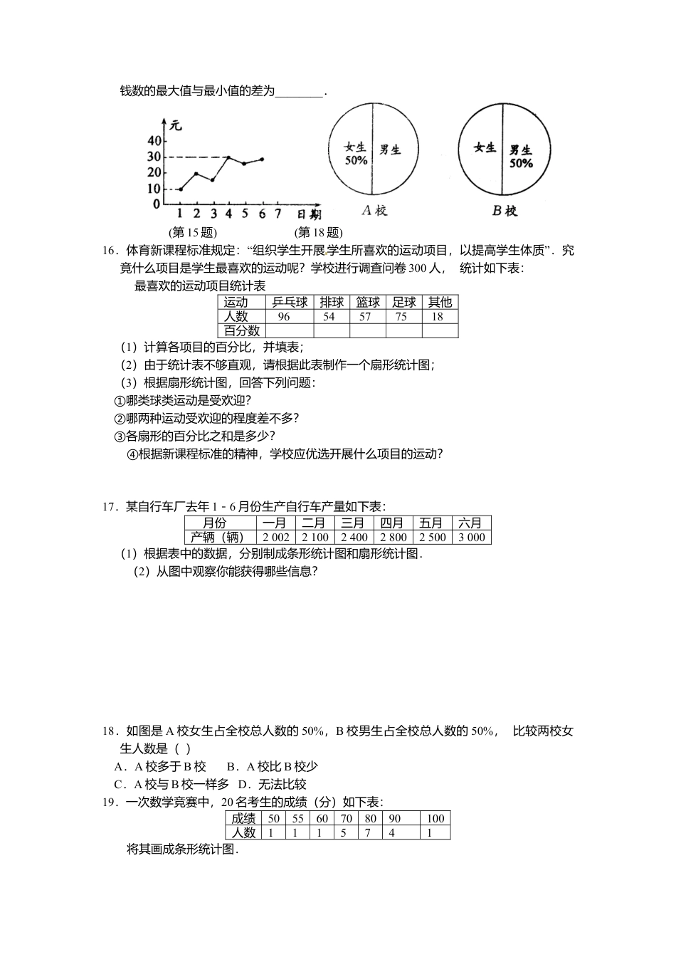 北京版初中数学七年级下册-9.3-9.4 数据的表示 同步练习.doc_第3页