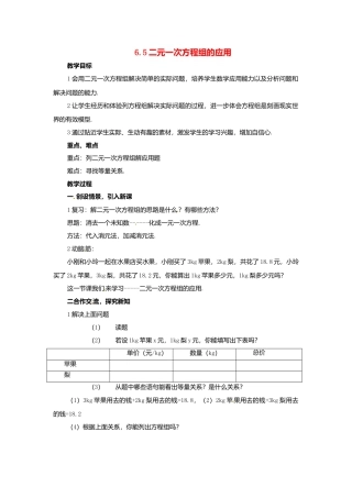 北京课改初中数学七下《5.6二元一次方程组的应用》word教案 (7).doc