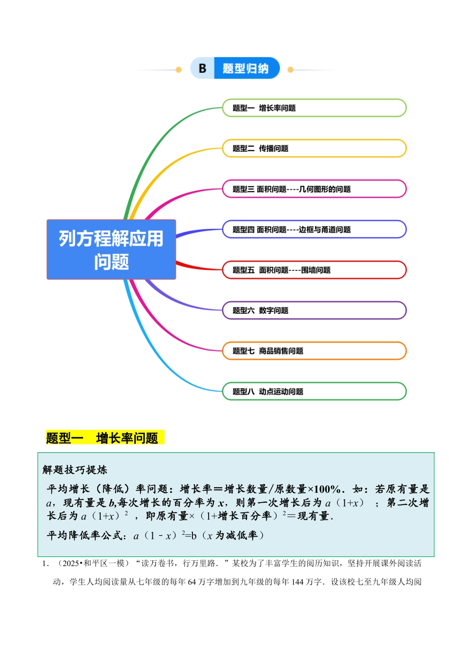 八年级数学下册（北京版）16.3 列方程解应用问题（8大题型提分练）（原卷版）.docx_第2页