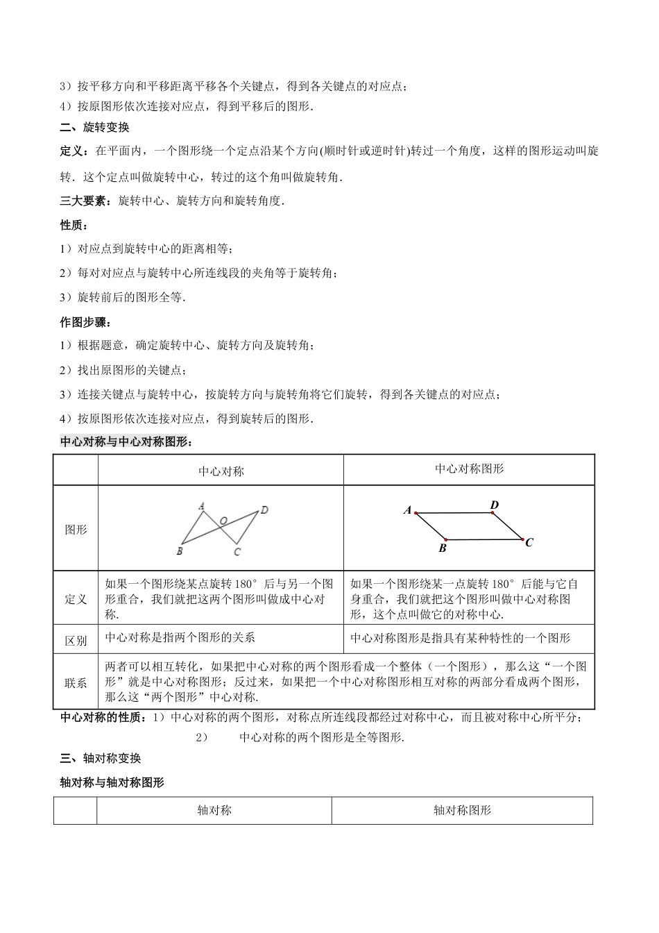 九年级数学下册（北京版）第二十三章 图形的变换 知识归纳与题型突破（12类题型清单）（教师版） .docx_第2页