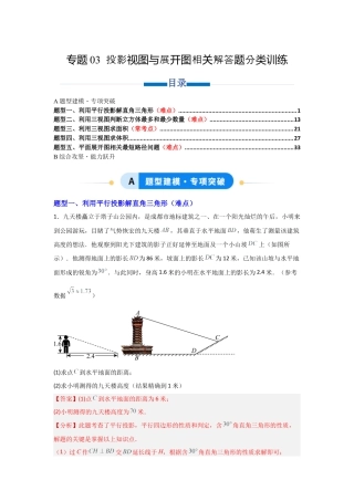 九年级数学下册（北京版）专题03 投影视图与展开图相关解答题分类训练（专项训练）（解析版）.docx