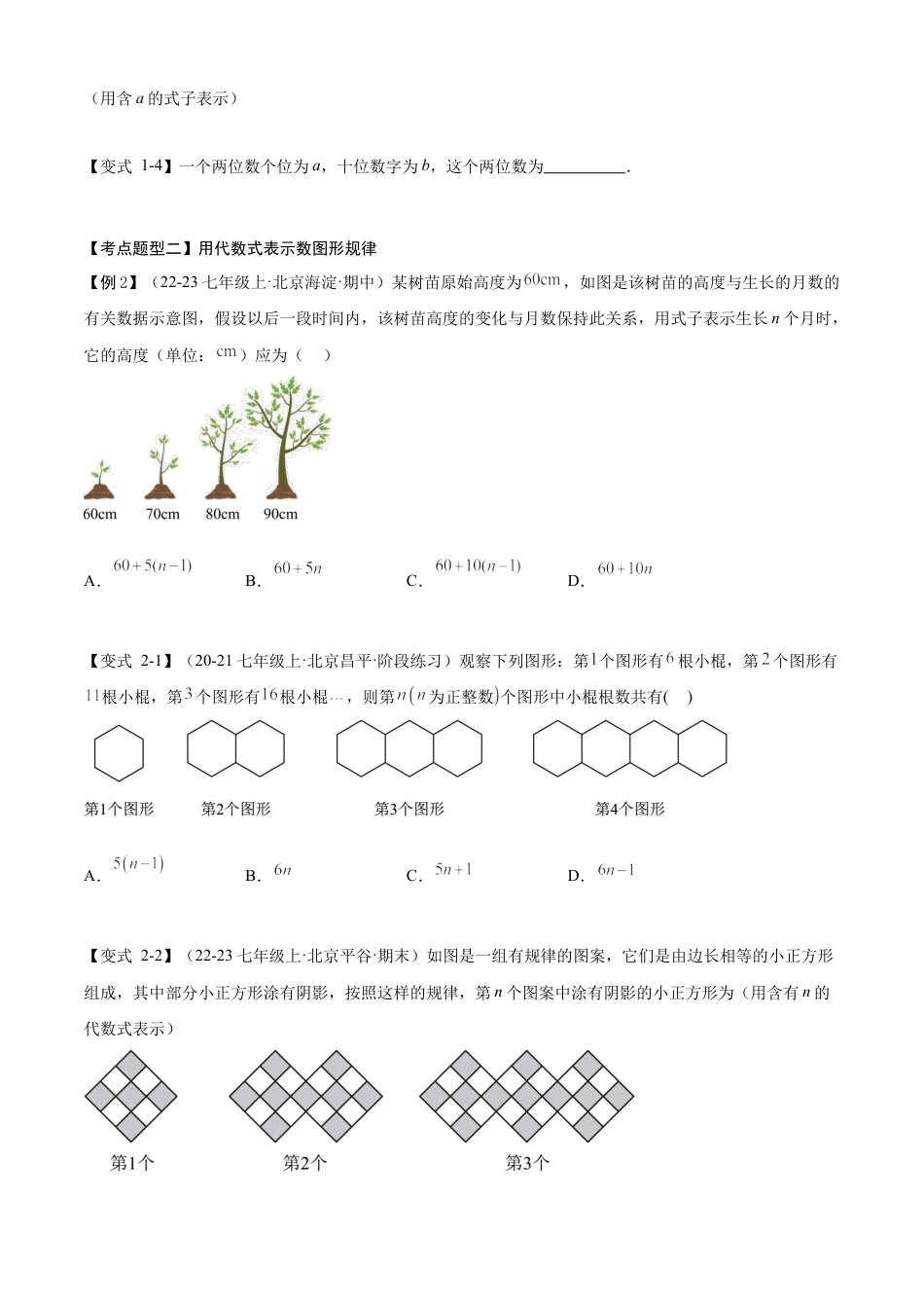 七年级数学上册（北京版）专题03 整式与等式（13个考点梳理+题型解读+提升训练）（学生版）.docx_第3页